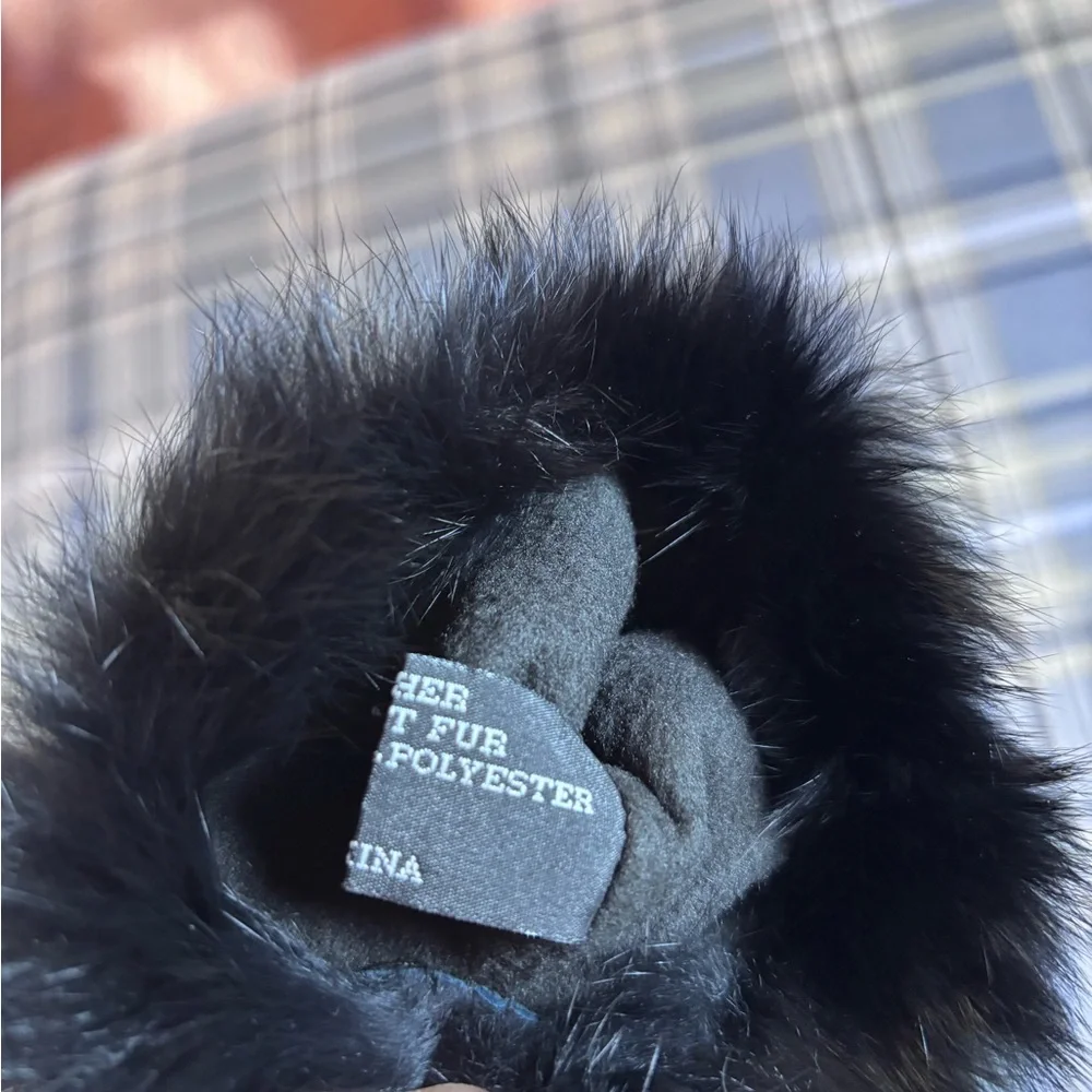 💯% Leather & Rabbit Fur Gloves Women’s Small Medium